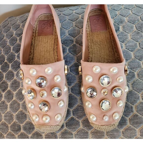 Women's Pink Embellished Espadrilles - Picture 1 of 7